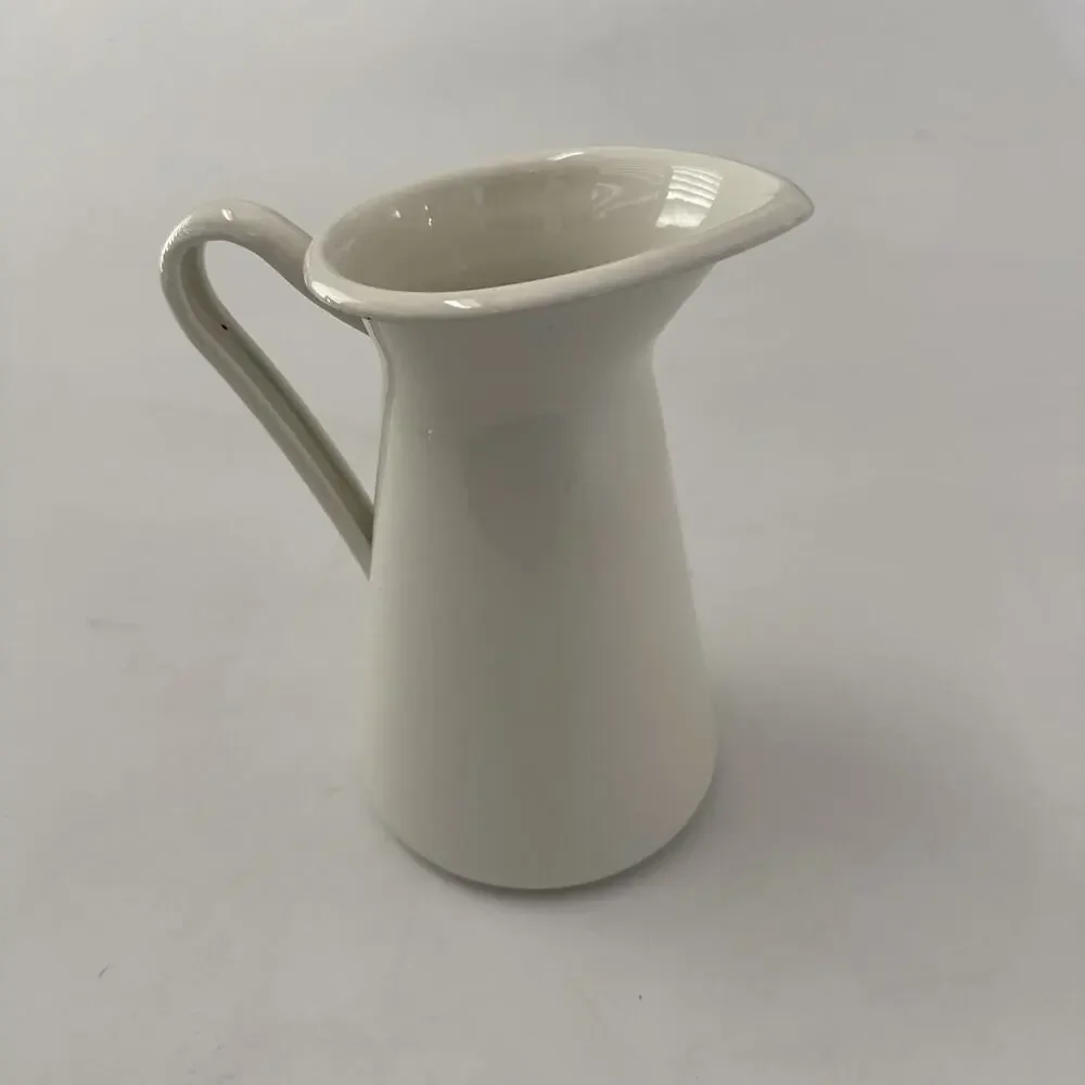IKEA Discontinued Enameled Pitcher Vase White Farmhouse Style 11'' Tall Vintage